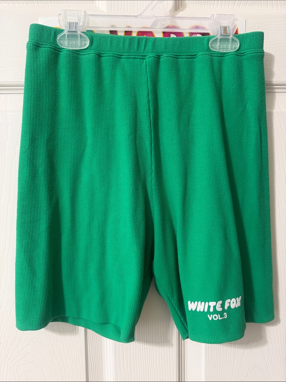 White Fox Boutique Bright Green Ribbed Shorts